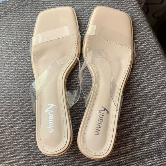 Vivianly Open Toe Clear Heels Mule Double Straps Slip On Chunky Sandal S… - Picture 5 of 17